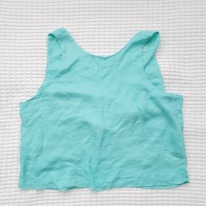 OLIVACEOUS teal low back rayon crop top M